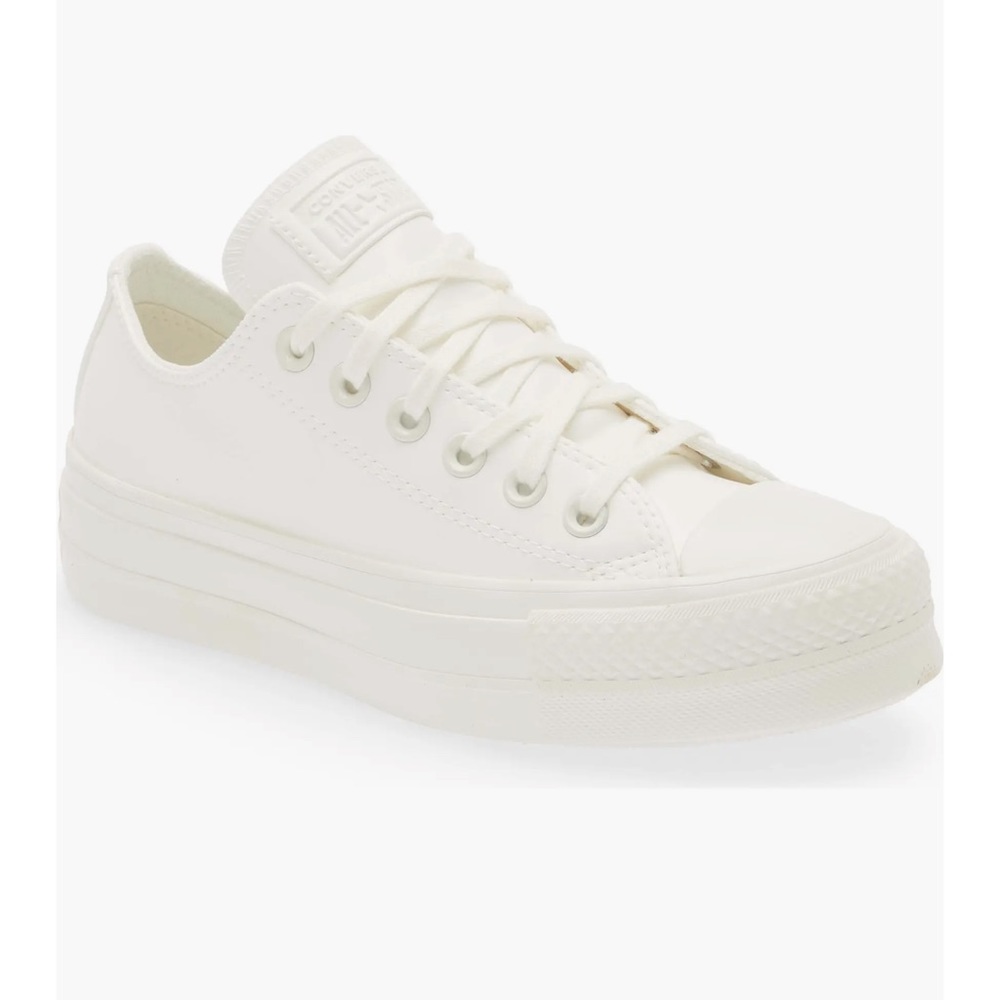 White Leather platform Converse